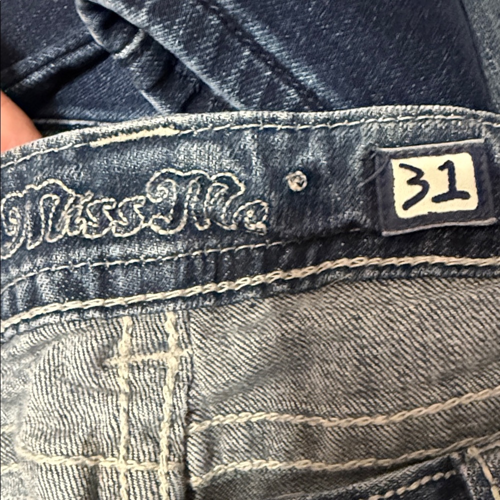 Women's Blue Washed Straight-Leg Jeans - Picture 11 of 16